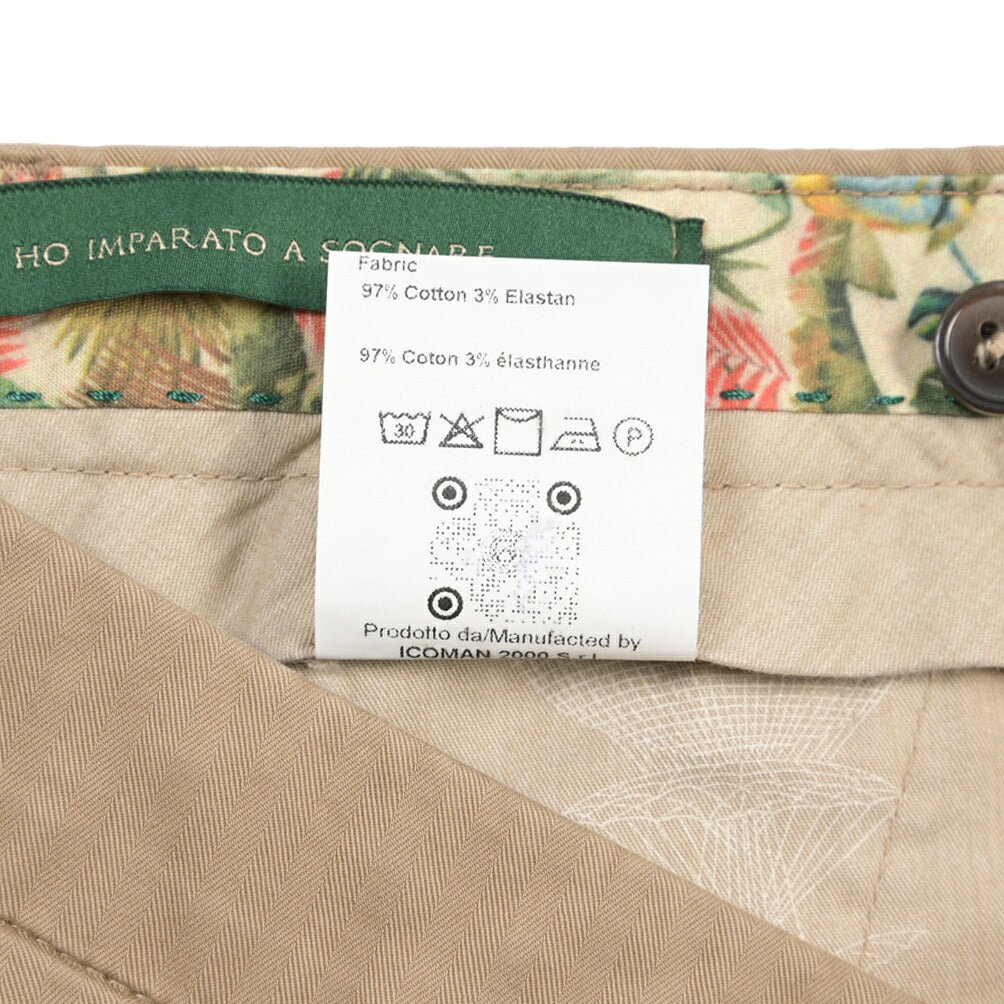 BERWICH “MORELLO-GD” ストレッチコットン ノータックヘリンボーンパンツ グレージュ(noce724) 44 | GUARDAROBA MILANO OFFICIAL STORE