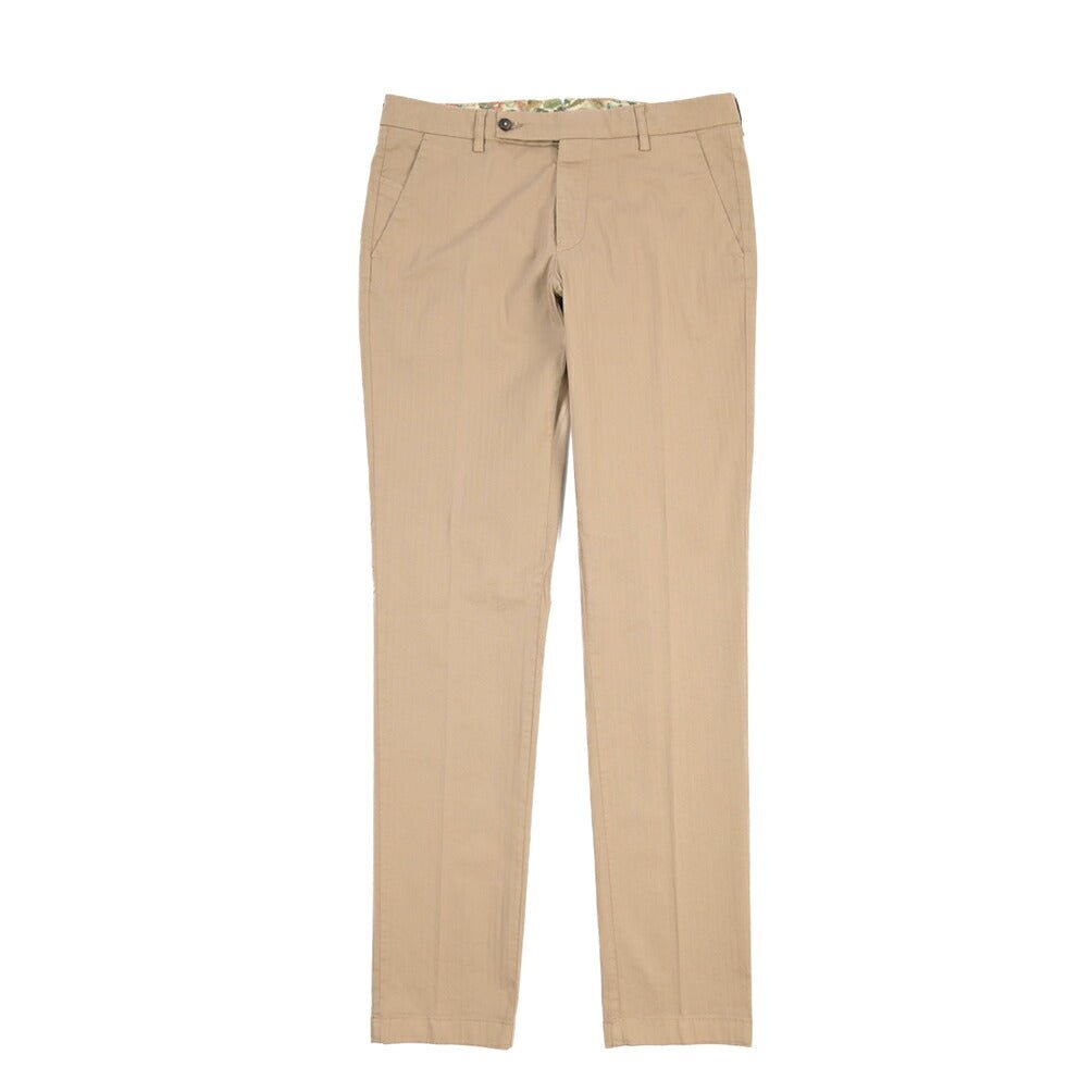 BERWICH “MORELLO-GD” ストレッチコットン ノータックヘリンボーンパンツ グレージュ(noce724) 44 | GUARDAROBA MILANO OFFICIAL STORE