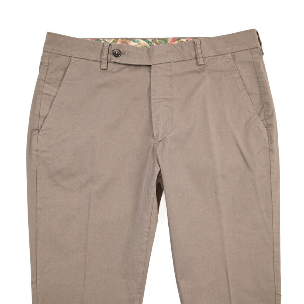 BERWICH “MORELLO-GD” ストレッチコットン ノータックチノパンツ ブラウン(mandorlo462) 46 | GUARDAROBA MILANO OFFICIAL STORE