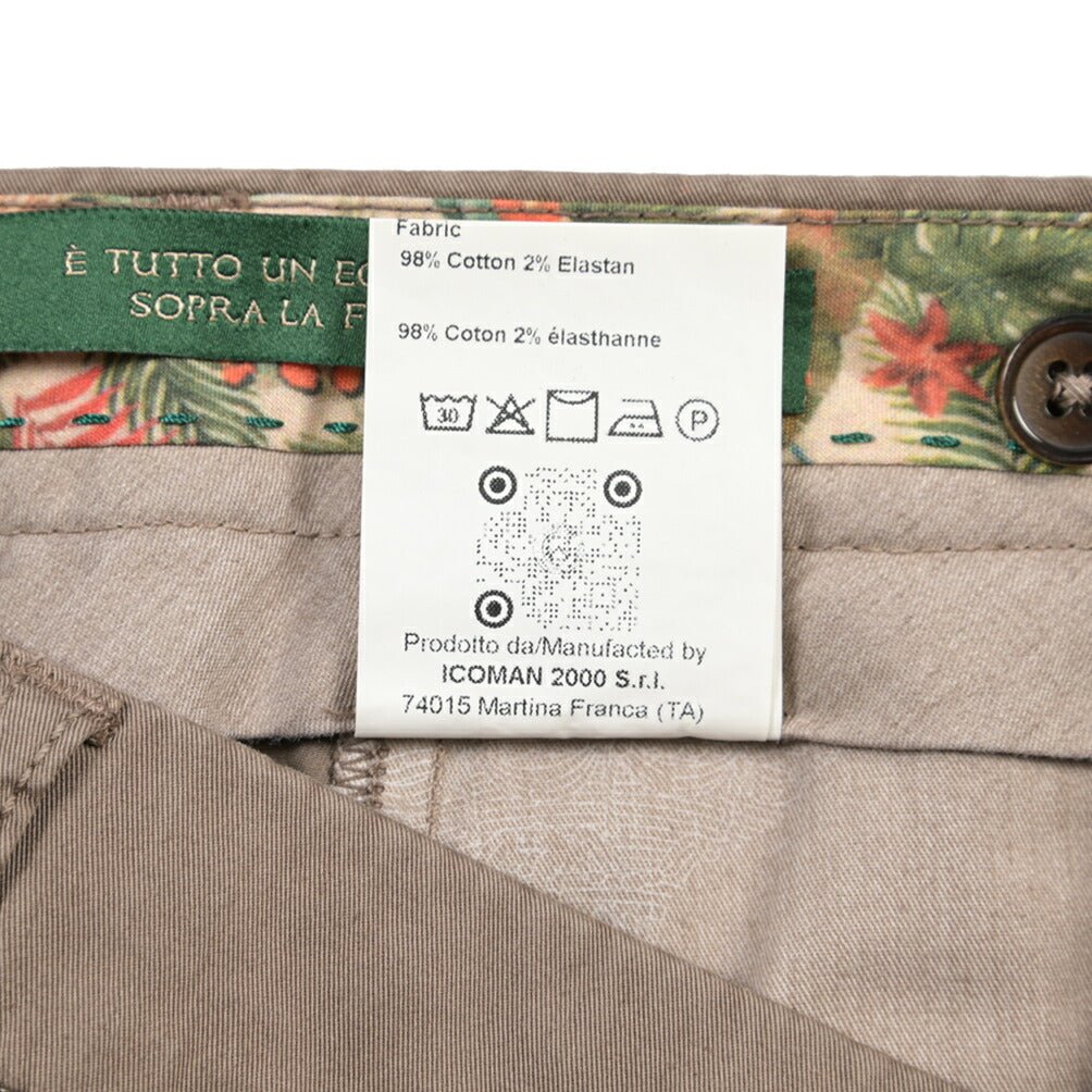 BERWICH “MORELLO-GD” ストレッチコットン ノータックチノパンツ ブラウン(mandorlo462) 46 | GUARDAROBA MILANO OFFICIAL STORE