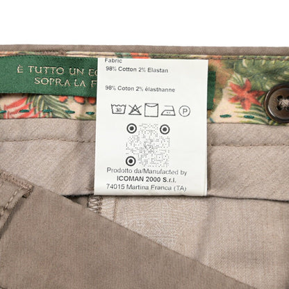 BERWICH “MORELLO-GD” ストレッチコットン ノータックチノパンツ ブラウン(mandorlo462) 46 | GUARDAROBA MILANO OFFICIAL STORE