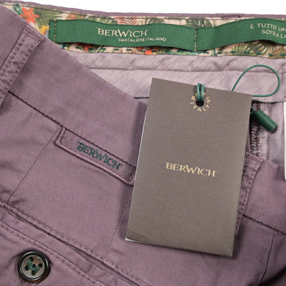 BERWICH “MORELLO-GD” ストレッチコットン ノータックチノパンツ パープル(cipolla502) 46 | GUARDAROBA MILANO OFFICIAL STORE