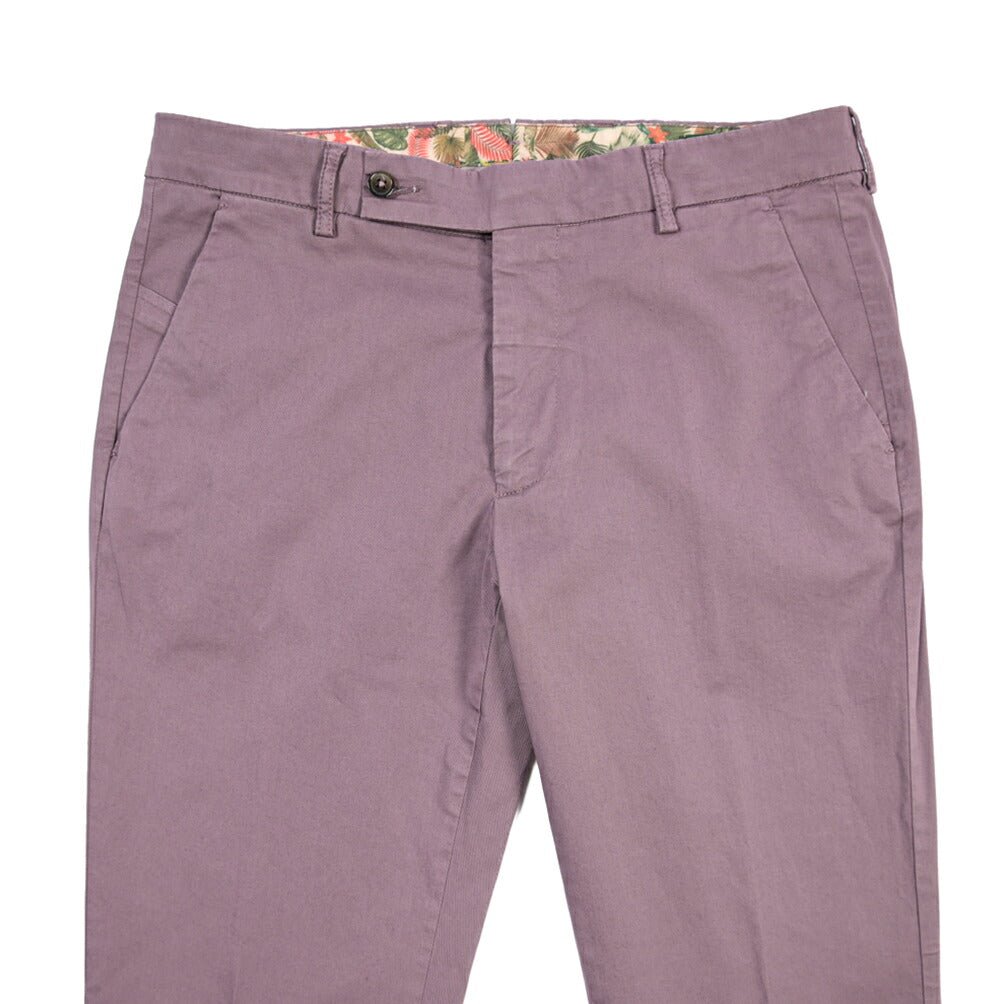 BERWICH “MORELLO-GD” ストレッチコットン ノータックチノパンツ パープル(cipolla502) 46 | GUARDAROBA MILANO OFFICIAL STORE