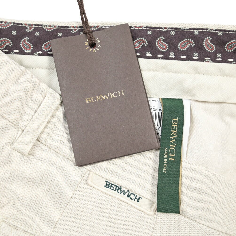 BERWICH “MORELLO-GD” リヨセル混コットン ノータックパンツ オフホワイト(latte802) 48 | GUARDAROBA MILANO OFFICIAL STORE