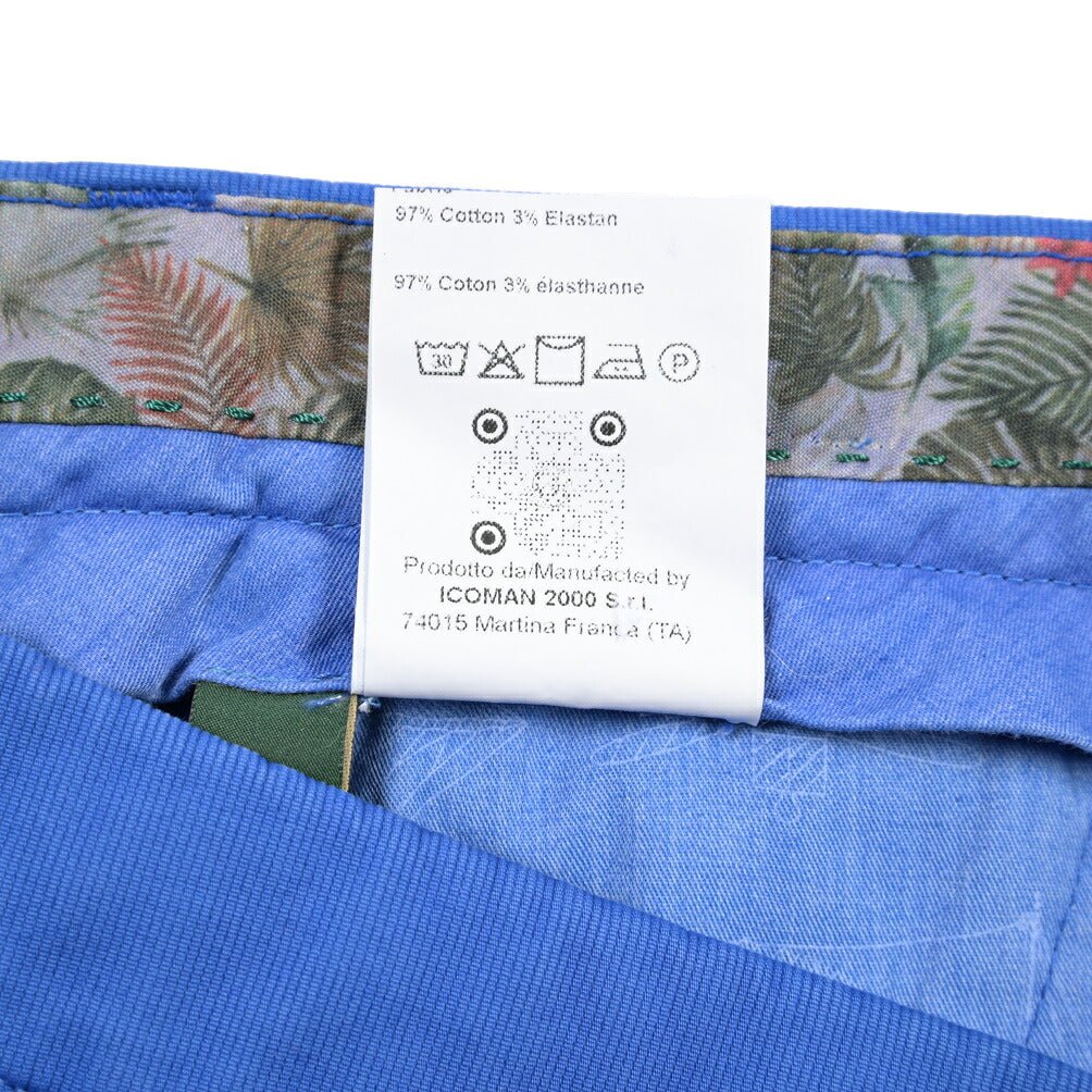 BERWICH “MORELLO-GD” ストレッチコットン ノータックチノパンツ ブルー(bluette4943) 42 | GUARDAROBA MILANO OFFICIAL STORE