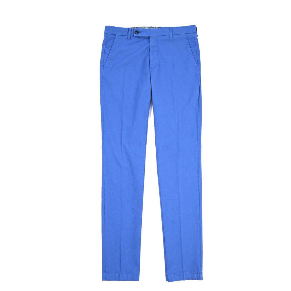 BERWICH “MORELLO-GD” ストレッチコットン ノータックチノパンツ ブルー(bluette4943) 42 | GUARDAROBA MILANO OFFICIAL STORE