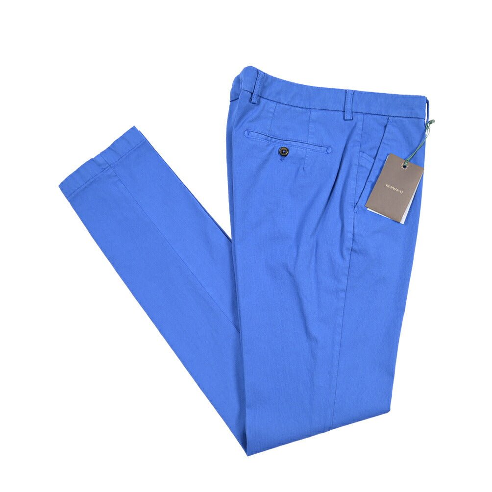 BERWICH “MORELLO-GD” ストレッチコットン ノータックチノパンツ ブルー(bluette4943) 42 | GUARDAROBA MILANO OFFICIAL STORE