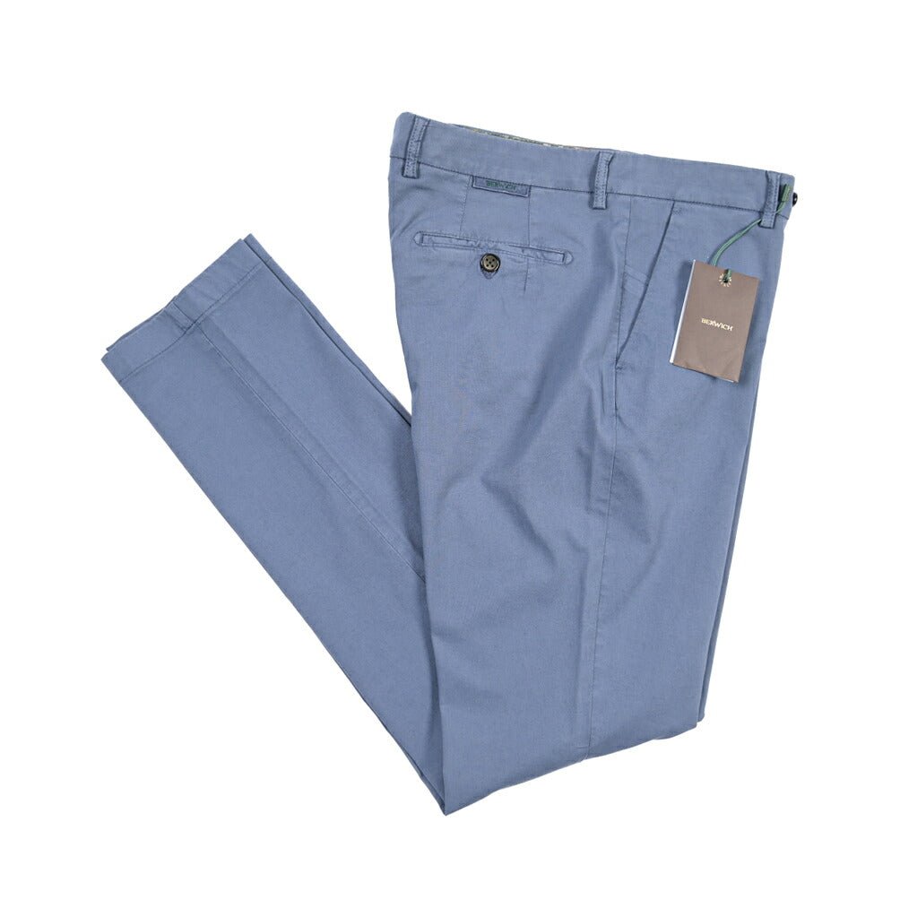 BERWICH “MORELLO-GD” リヨセル混コットン ノータックパンツ ブルーグレー(indigo309) 52 | GUARDAROBA MILANO OFFICIAL STORE