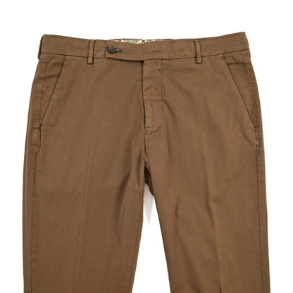 BERWICH “MORELLO-GD” シルク混コットン ノータックチノパンツ ブラウン(moro774) 48 | GUARDAROBA MILANO OFFICIAL STORE
