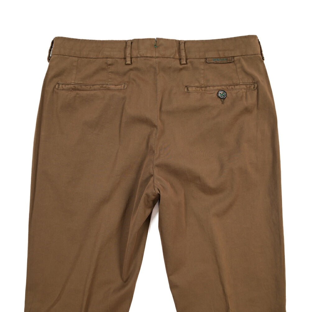 BERWICH “MORELLO-GD” シルク混コットン ノータックチノパンツ ブラウン(moro774) 48 | GUARDAROBA MILANO OFFICIAL STORE