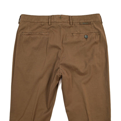 BERWICH “MORELLO-GD” シルク混コットン ノータックチノパンツ ブラウン(moro774) 48 | GUARDAROBA MILANO OFFICIAL STORE