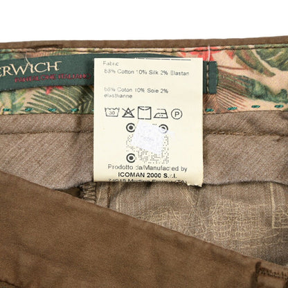 BERWICH “MORELLO-GD” シルク混コットン ノータックチノパンツ ブラウン(moro774) 48 | GUARDAROBA MILANO OFFICIAL STORE