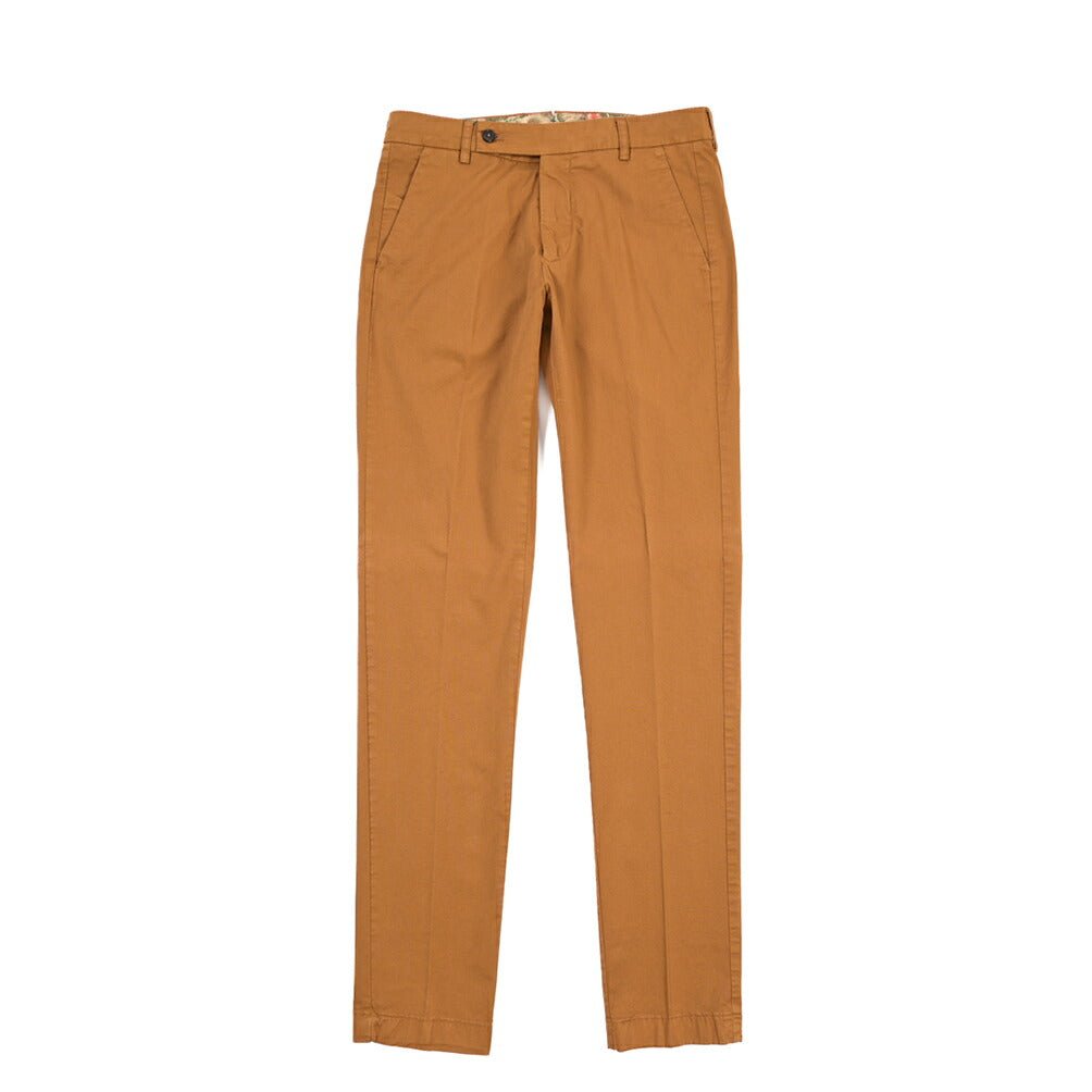 BERWICH “MORELLO-GD” ストレッチコットン ノータックチノパンツ ブラウン(biscotto887) 46 | GUARDAROBA MILANO OFFICIAL STORE