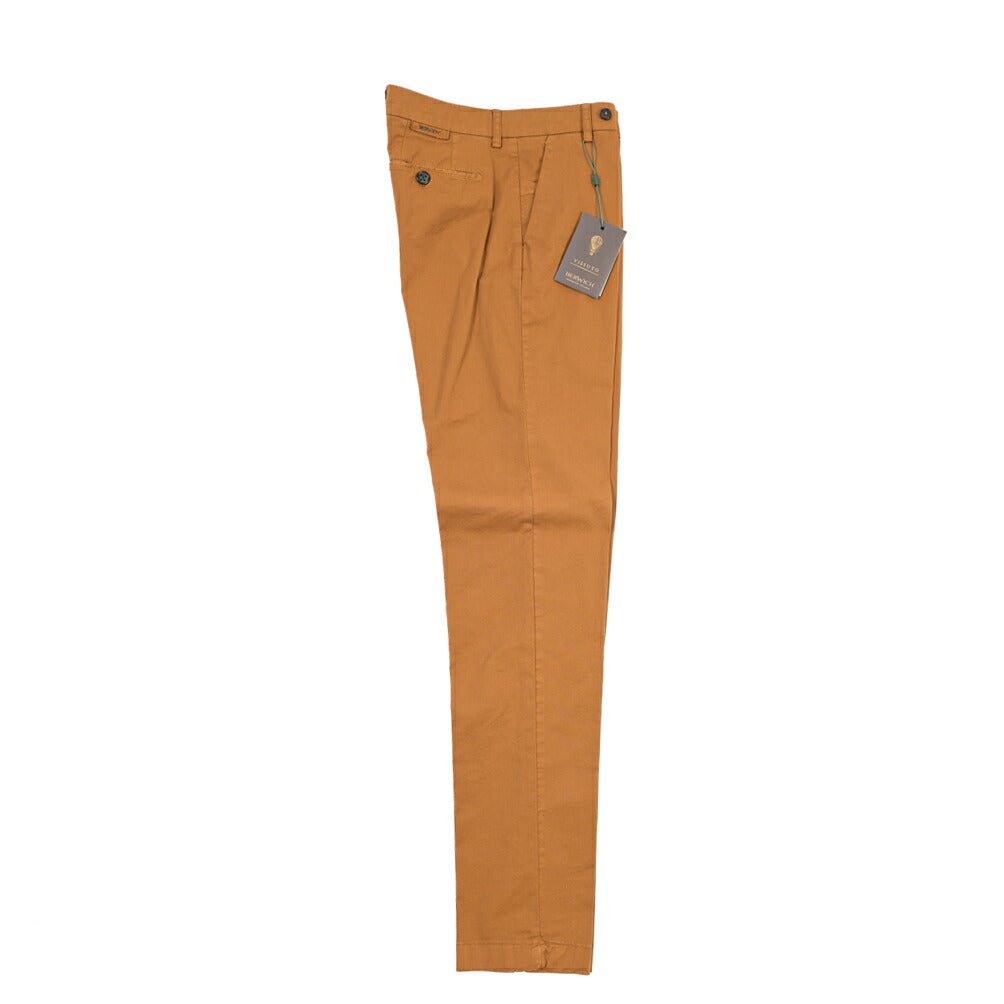 BERWICH “MORELLO-GD” ストレッチコットン ノータックチノパンツ ブラウン(biscotto887) 46 | GUARDAROBA MILANO OFFICIAL STORE