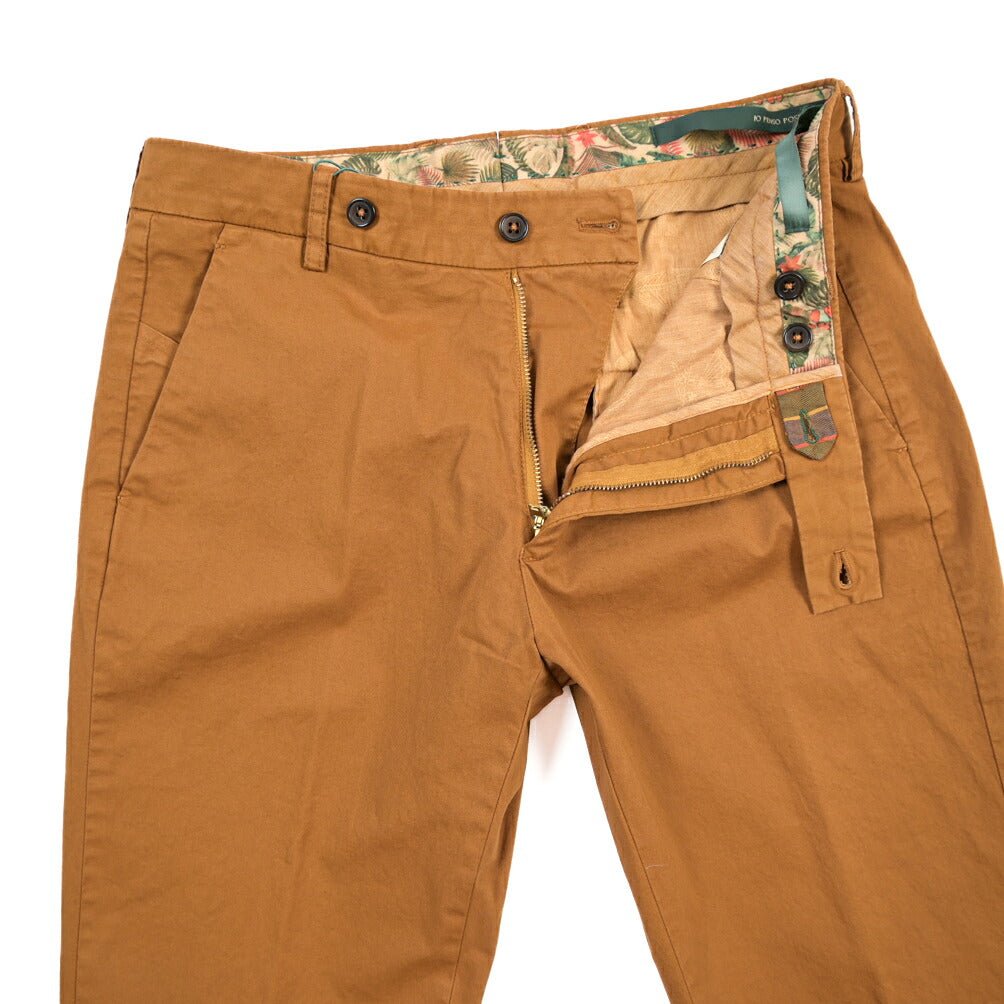 BERWICH “MORELLO-GD” ストレッチコットン ノータックチノパンツ ブラウン(biscotto887) 46 | GUARDAROBA MILANO OFFICIAL STORE