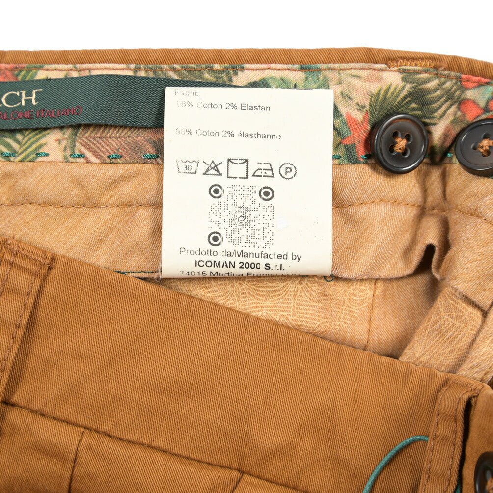 BERWICH “MORELLO-GD” ストレッチコットン ノータックチノパンツ ブラウン(biscotto887) 46 | GUARDAROBA MILANO OFFICIAL STORE