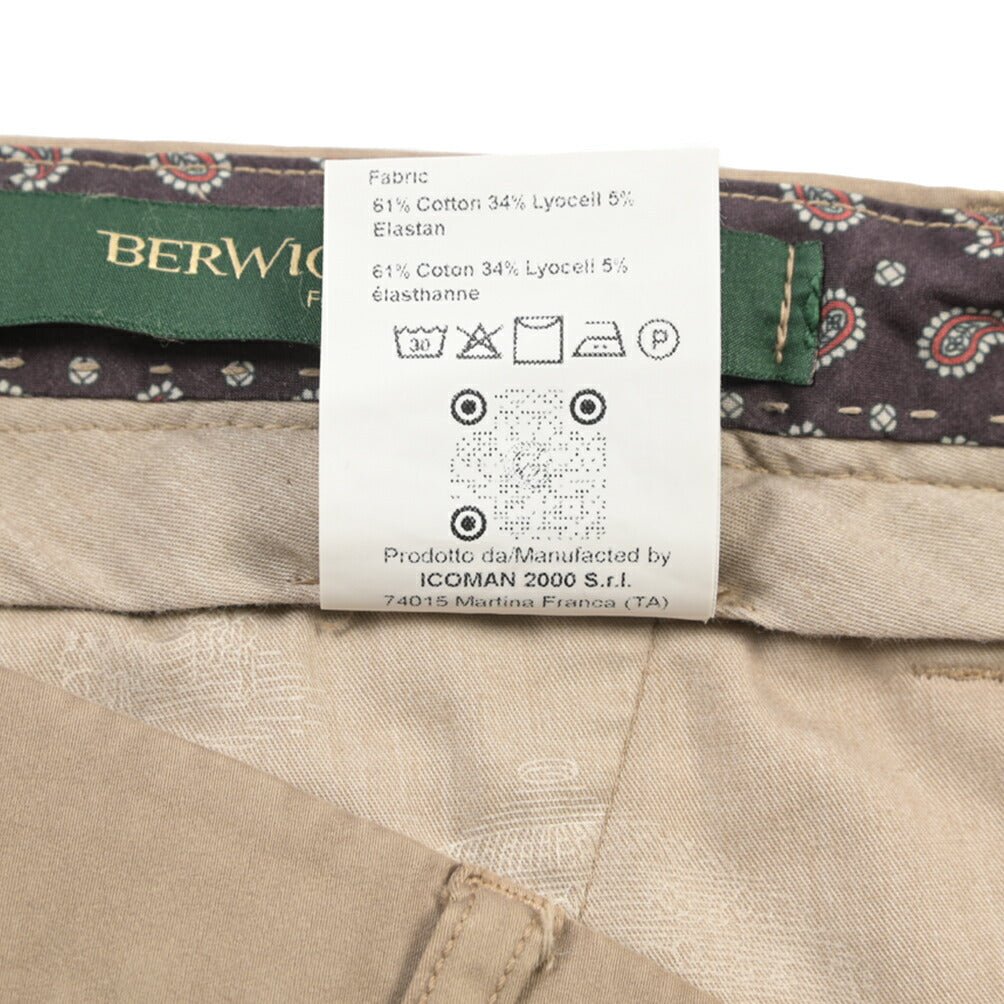 BERWICH “MORELLO1P-GD” リヨセル混コットン ワンタックチノパンツ グレージュ(noce724) 50 | GUARDAROBA MILANO OFFICIAL STORE