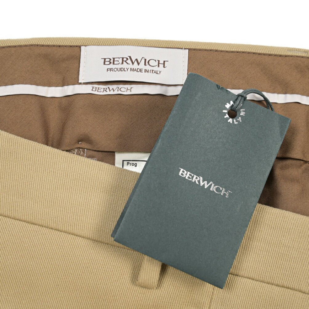 BERWICH “NEGRONI” ストレッチコットン ツータックパンツ ベージュ(beige) 48 | GUARDAROBA MILANO OFFICIAL STORE
