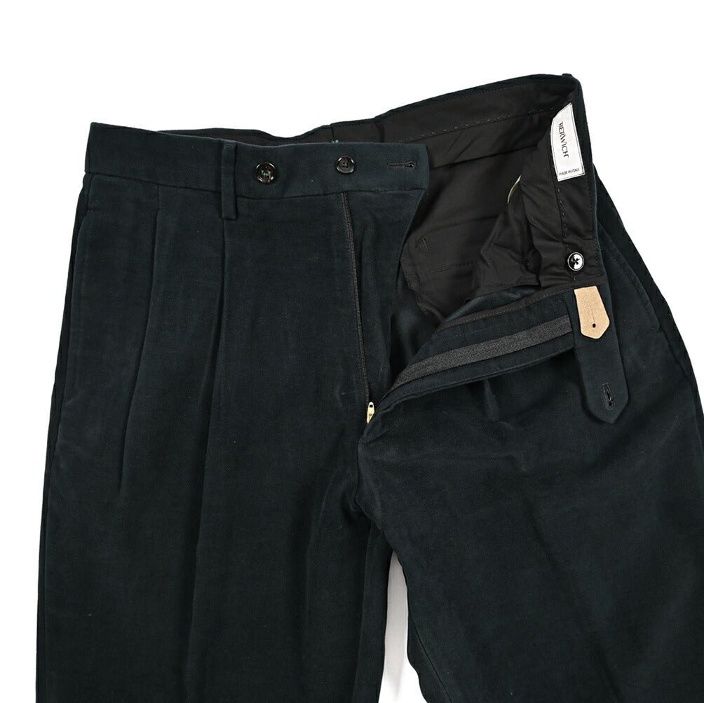 BERWICH “NEGRONI LUX” モダール混コットン ツータックパンツ ブラック(black) 46 | GUARDAROBA MILANO OFFICIAL STORE