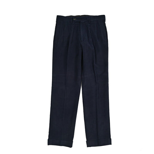 BERWICH “NEGRONI LUX” モダール混コットン ツータックパンツ ネイビー(navy) 46 | GUARDAROBA MILANO OFFICIAL STORE