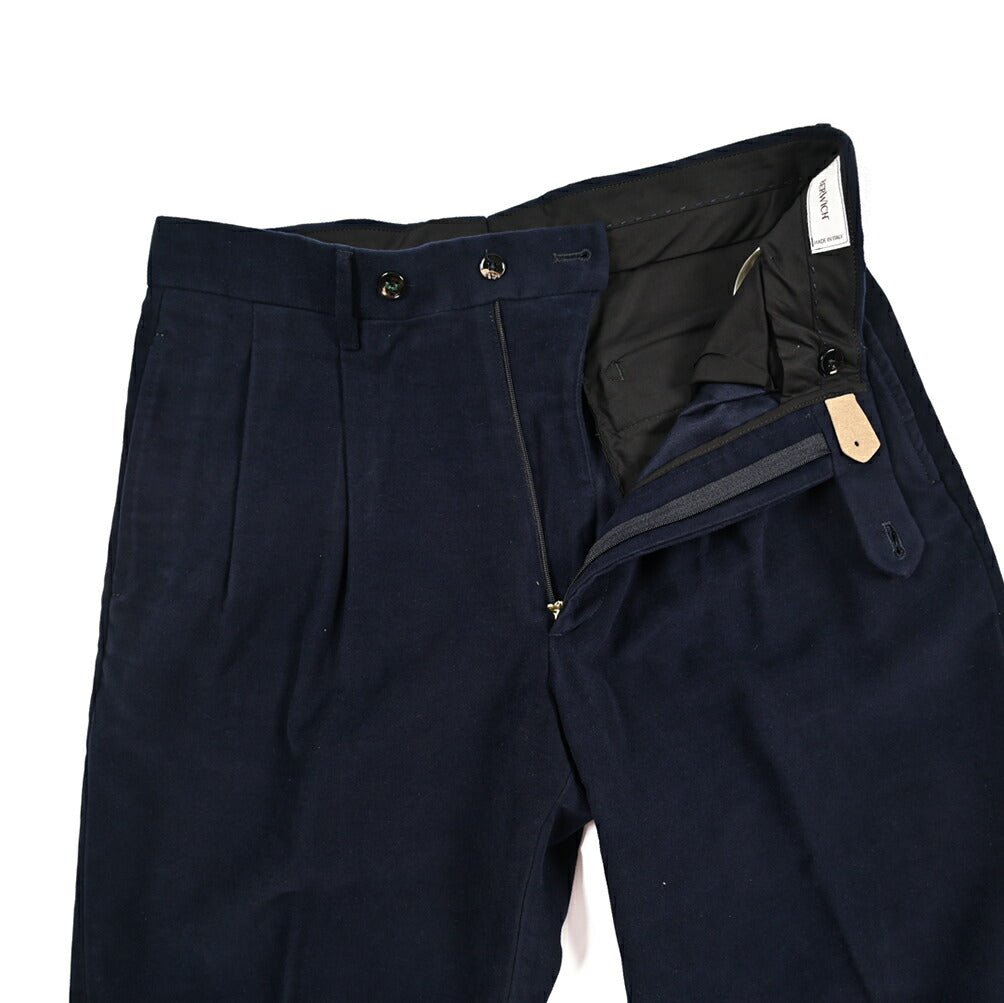 BERWICH “NEGRONI LUX” モダール混コットン ツータックパンツ ネイビー(navy) 46 | GUARDAROBA MILANO OFFICIAL STORE