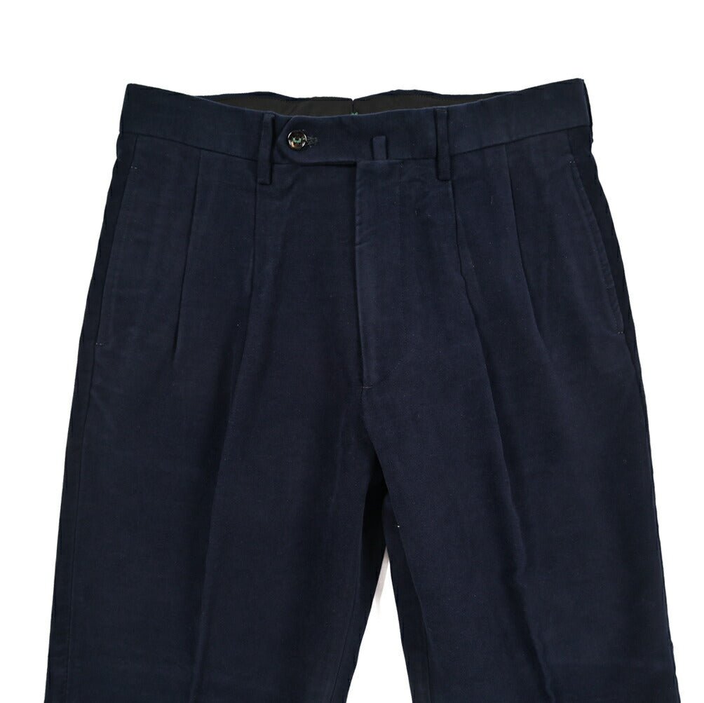 BERWICH “NEGRONI LUX” モダール混コットン ツータックパンツ ネイビー(navy) 46 | GUARDAROBA MILANO OFFICIAL STORE
