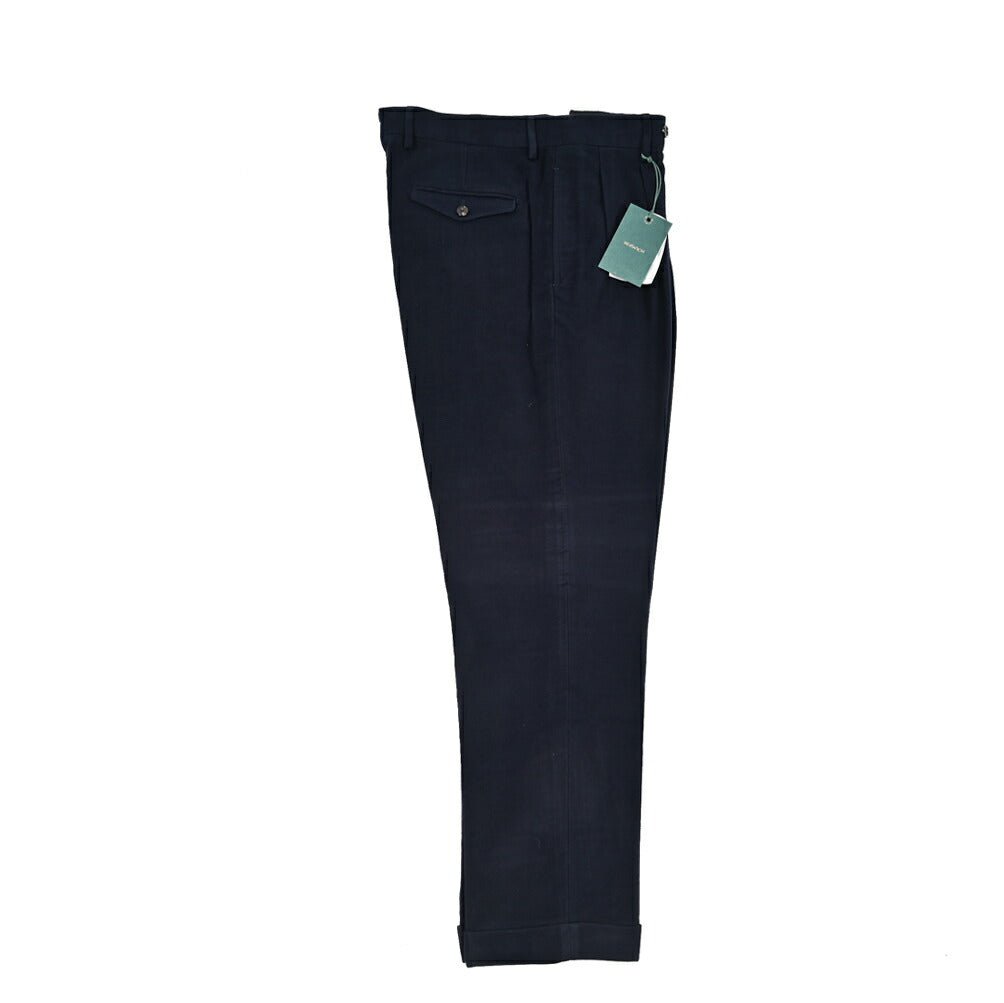 BERWICH “NEGRONI LUX” モダール混コットン ツータックパンツ ネイビー(navy) 46 | GUARDAROBA MILANO OFFICIAL STORE