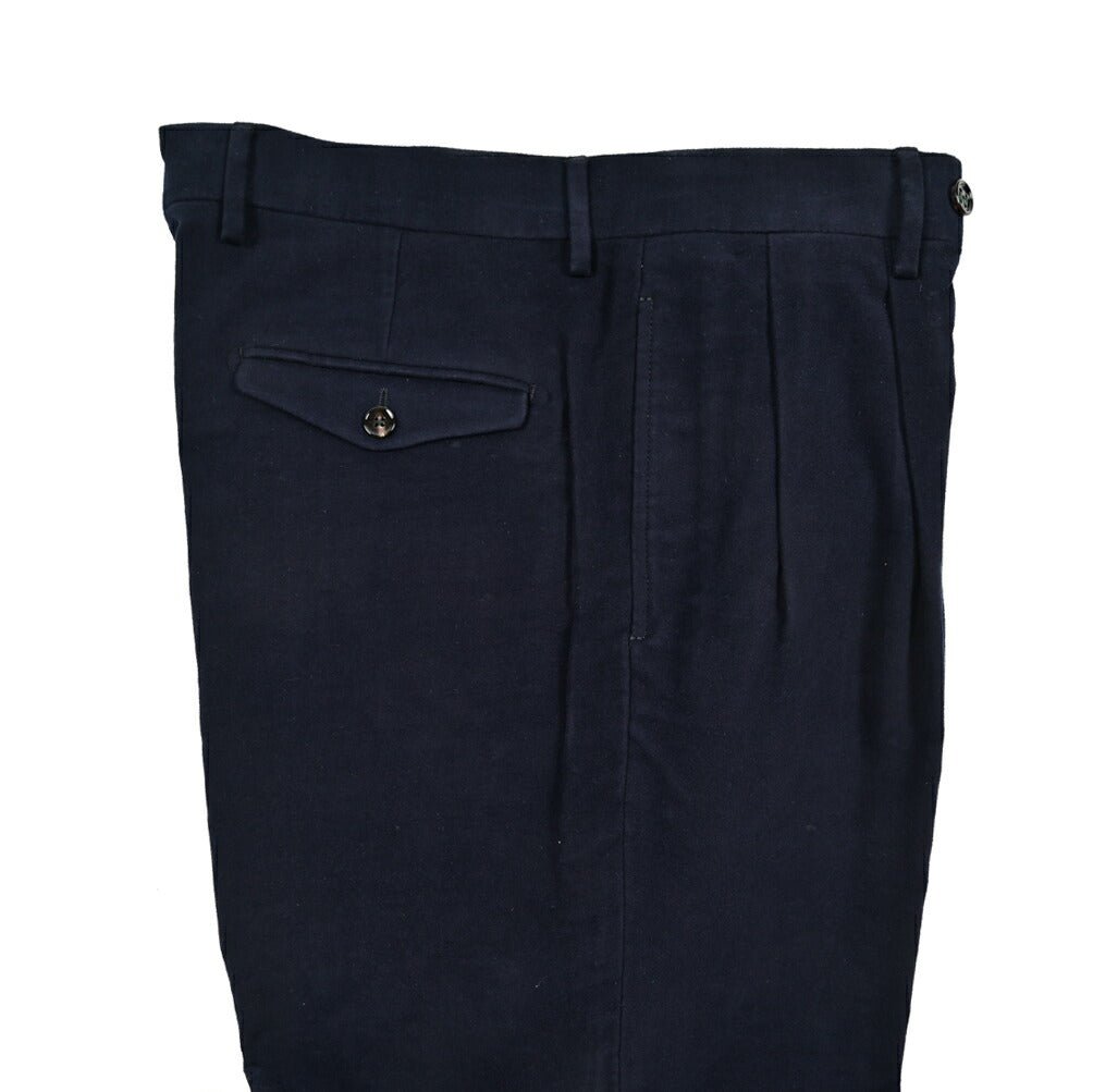 BERWICH “NEGRONI LUX” モダール混コットン ツータックパンツ ネイビー(navy) 46 | GUARDAROBA MILANO OFFICIAL STORE