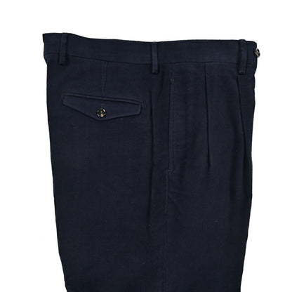 BERWICH “NEGRONI LUX” モダール混コットン ツータックパンツ ネイビー(navy) 46 | GUARDAROBA MILANO OFFICIAL STORE