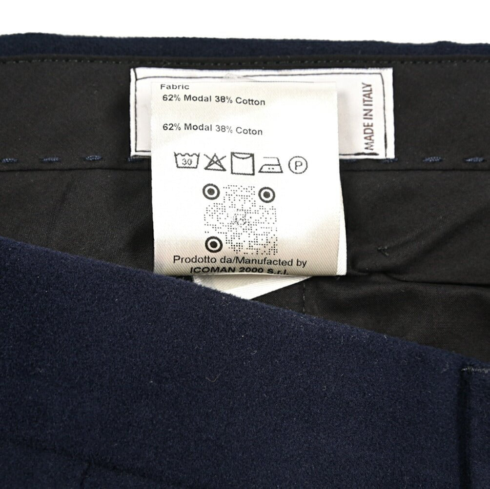 BERWICH “NEGRONI LUX” モダール混コットン ツータックパンツ ネイビー(navy) 46 | GUARDAROBA MILANO OFFICIAL STORE