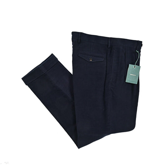 BERWICH “NEGRONI LUX” モダール混コットン ツータックパンツ ネイビー(navy) 46 | GUARDAROBA MILANO OFFICIAL STORE