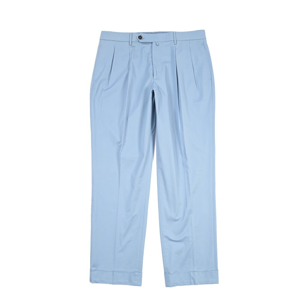 BERWICH “NEGRONI LUX” ストレッチコットン ツータックパンツ ライトブルー(sky) 46 | GUARDAROBA MILANO OFFICIAL STORE