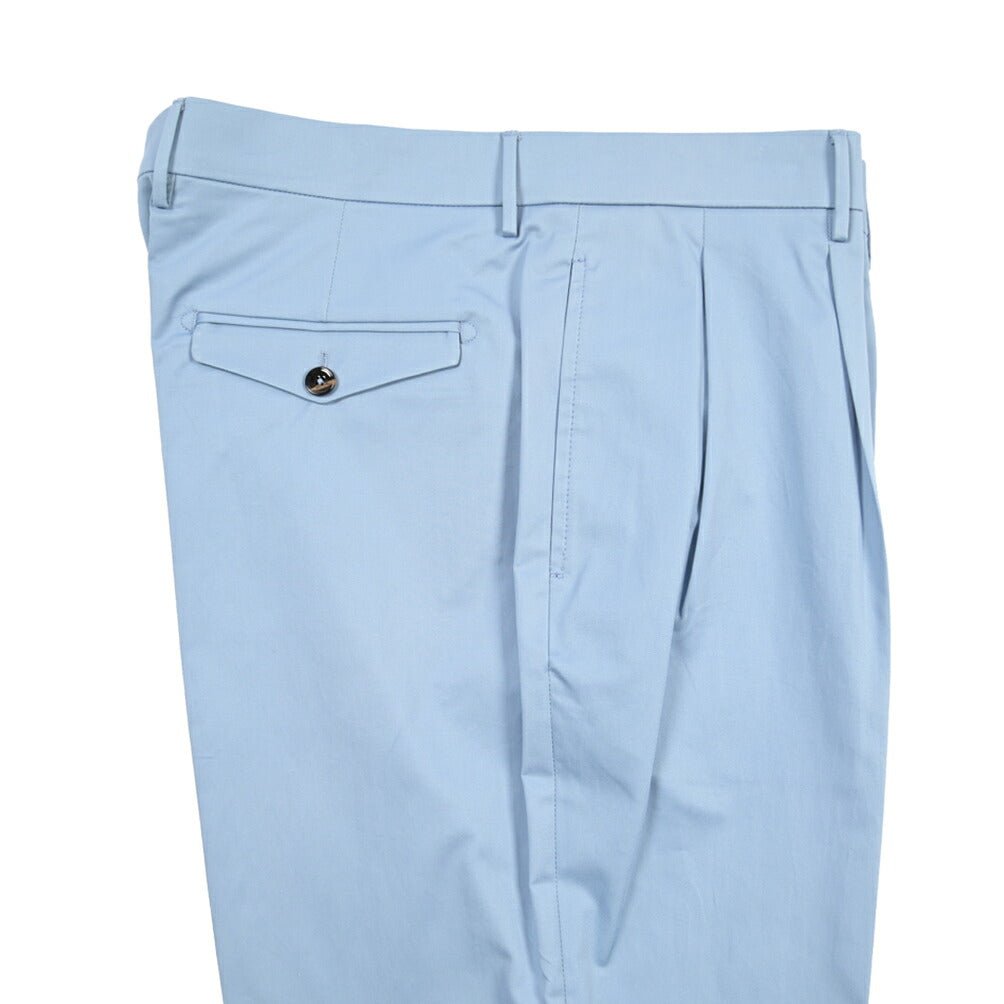 BERWICH “NEGRONI LUX” ストレッチコットン ツータックパンツ ライトブルー(sky) 46 | GUARDAROBA MILANO OFFICIAL STORE