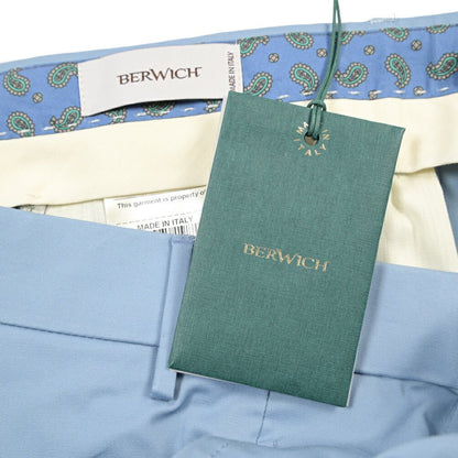 BERWICH “NEGRONI LUX” ストレッチコットン ツータックパンツ ライトブルー(sky) 46 | GUARDAROBA MILANO OFFICIAL STORE