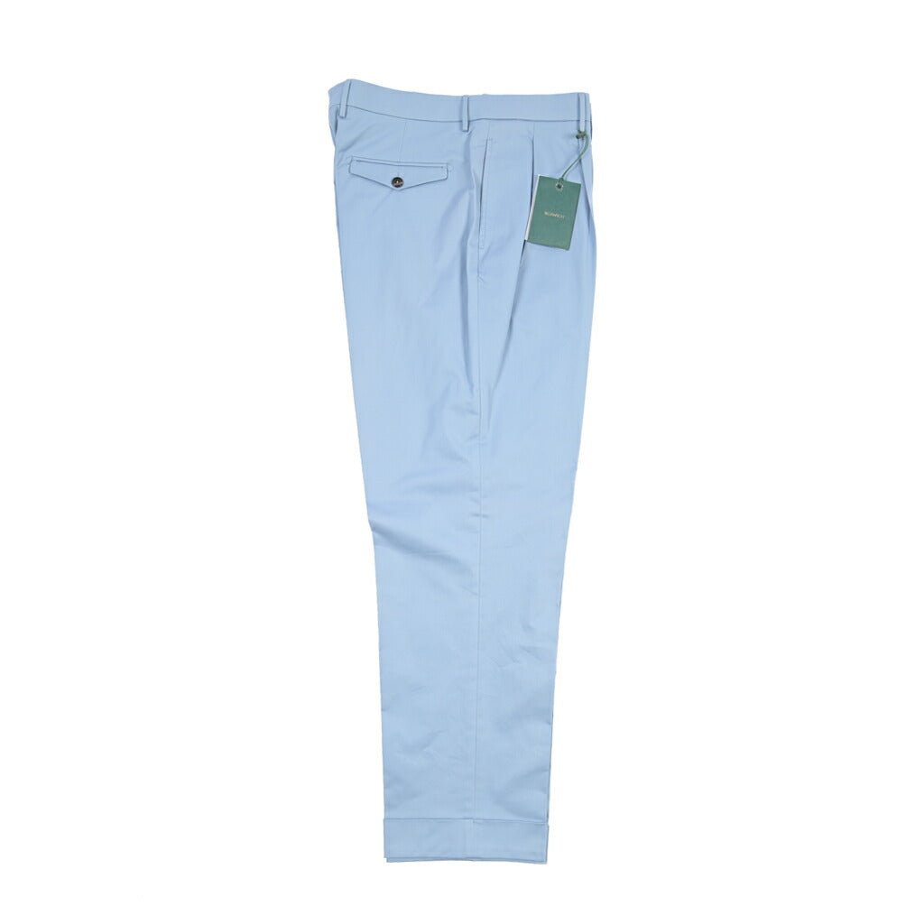 BERWICH “NEGRONI LUX” ストレッチコットン ツータックパンツ ライトブルー(sky) 46 | GUARDAROBA MILANO OFFICIAL STORE