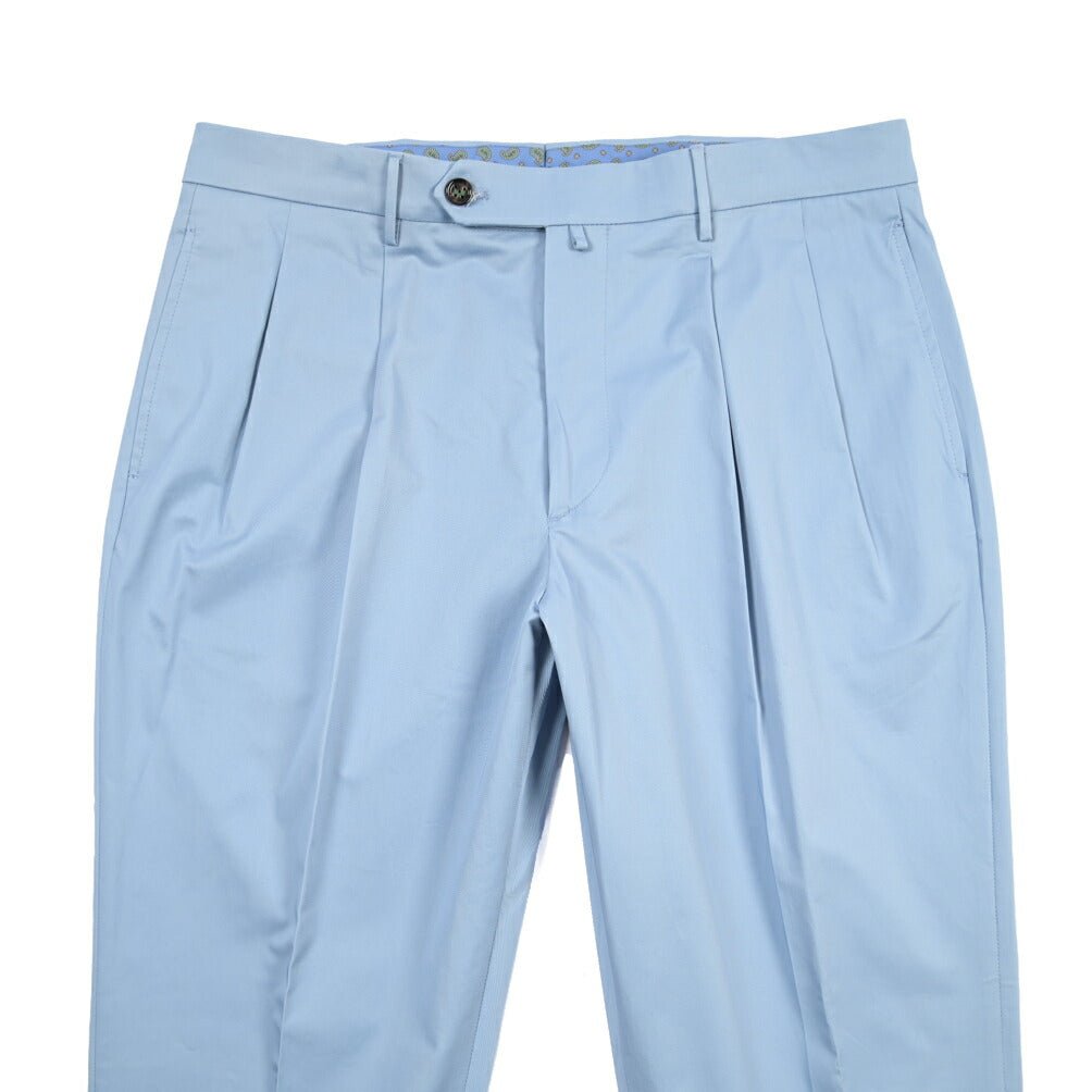 BERWICH “NEGRONI LUX” ストレッチコットン ツータックパンツ ライトブルー(sky) 46 | GUARDAROBA MILANO OFFICIAL STORE