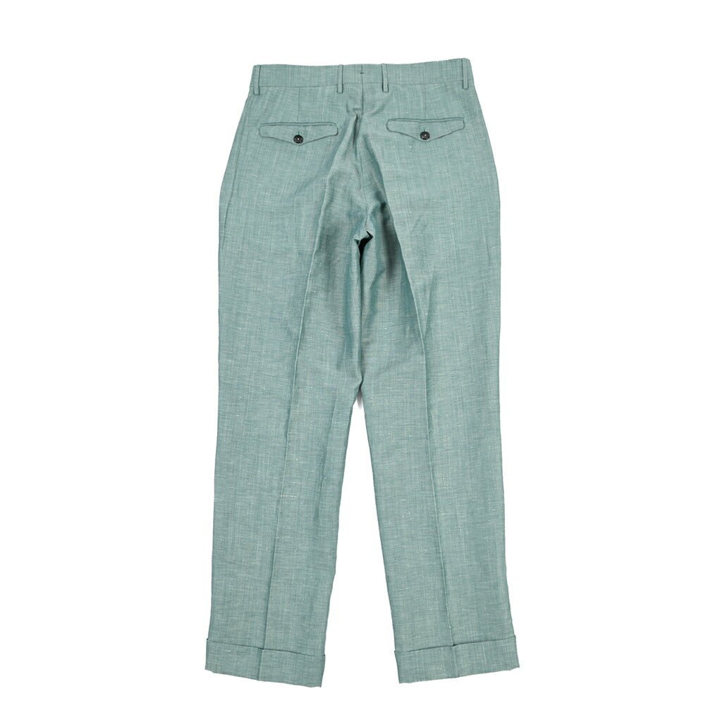 BERWICH “NEGRONI LUX” リネン混ウール ツータックスラックス グリーン(gem green) 46 | GUARDAROBA MILANO OFFICIAL STORE