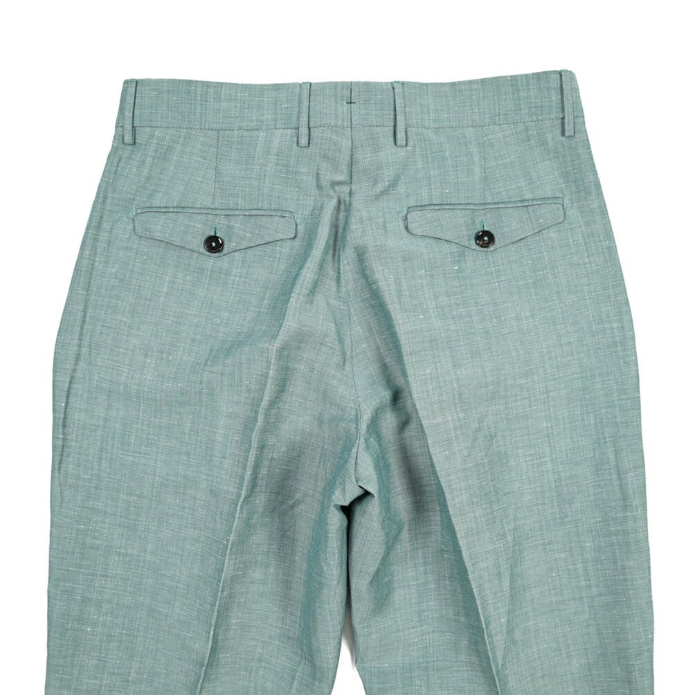 BERWICH “NEGRONI LUX” リネン混ウール ツータックスラックス グリーン(gem green) 46 | GUARDAROBA MILANO OFFICIAL STORE