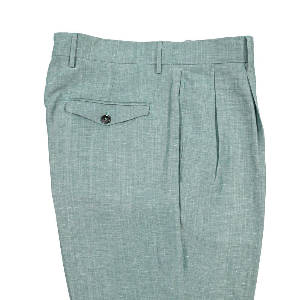 BERWICH “NEGRONI LUX” リネン混ウール ツータックスラックス グリーン(gem green) 46 | GUARDAROBA MILANO OFFICIAL STORE