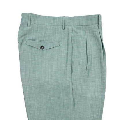 BERWICH “NEGRONI LUX” リネン混ウール ツータックスラックス グリーン(gem green) 46 | GUARDAROBA MILANO OFFICIAL STORE