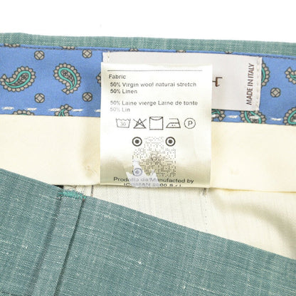 BERWICH “NEGRONI LUX” リネン混ウール ツータックスラックス グリーン(gem green) 46 | GUARDAROBA MILANO OFFICIAL STORE