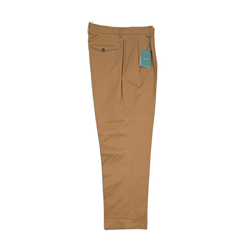 BERWICH “NEGRONI LUX” ストレッチコットン ツータックチノパンツ ブラウン(tobacco) 50 | GUARDAROBA MILANO OFFICIAL STORE