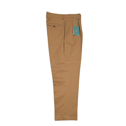 BERWICH “NEGRONI LUX” ストレッチコットン ツータックチノパンツ ブラウン(tobacco) 50 | GUARDAROBA MILANO OFFICIAL STORE