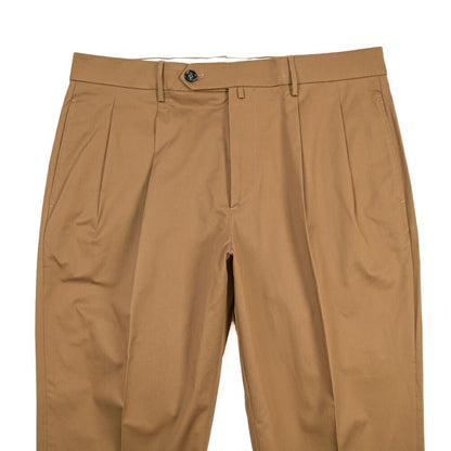 BERWICH “NEGRONI LUX” ストレッチコットン ツータックチノパンツ ブラウン(tobacco) 50 | GUARDAROBA MILANO OFFICIAL STORE