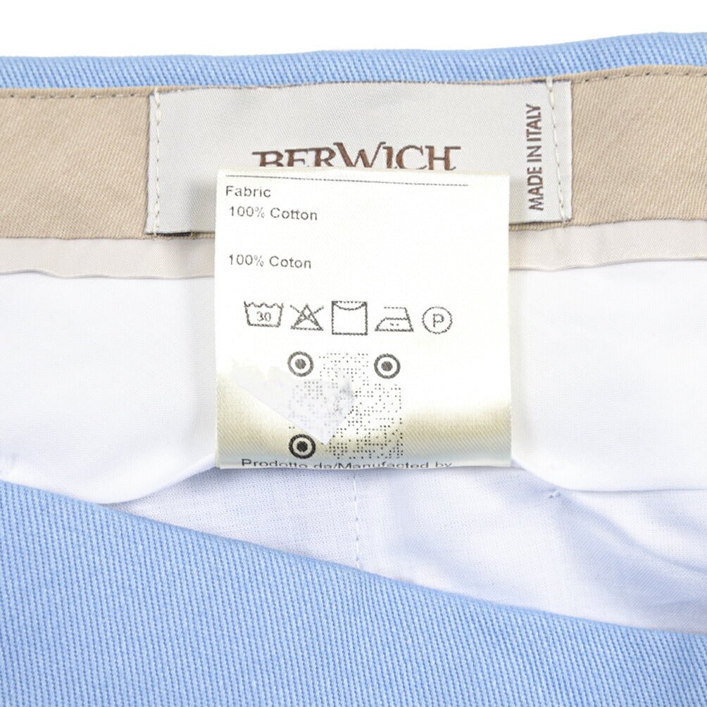 BERWICH “NEGRONI SHORT” コットン100% ツータックショーツ ブルー(sky) 48 | GUARDAROBA MILANO OFFICIAL STORE