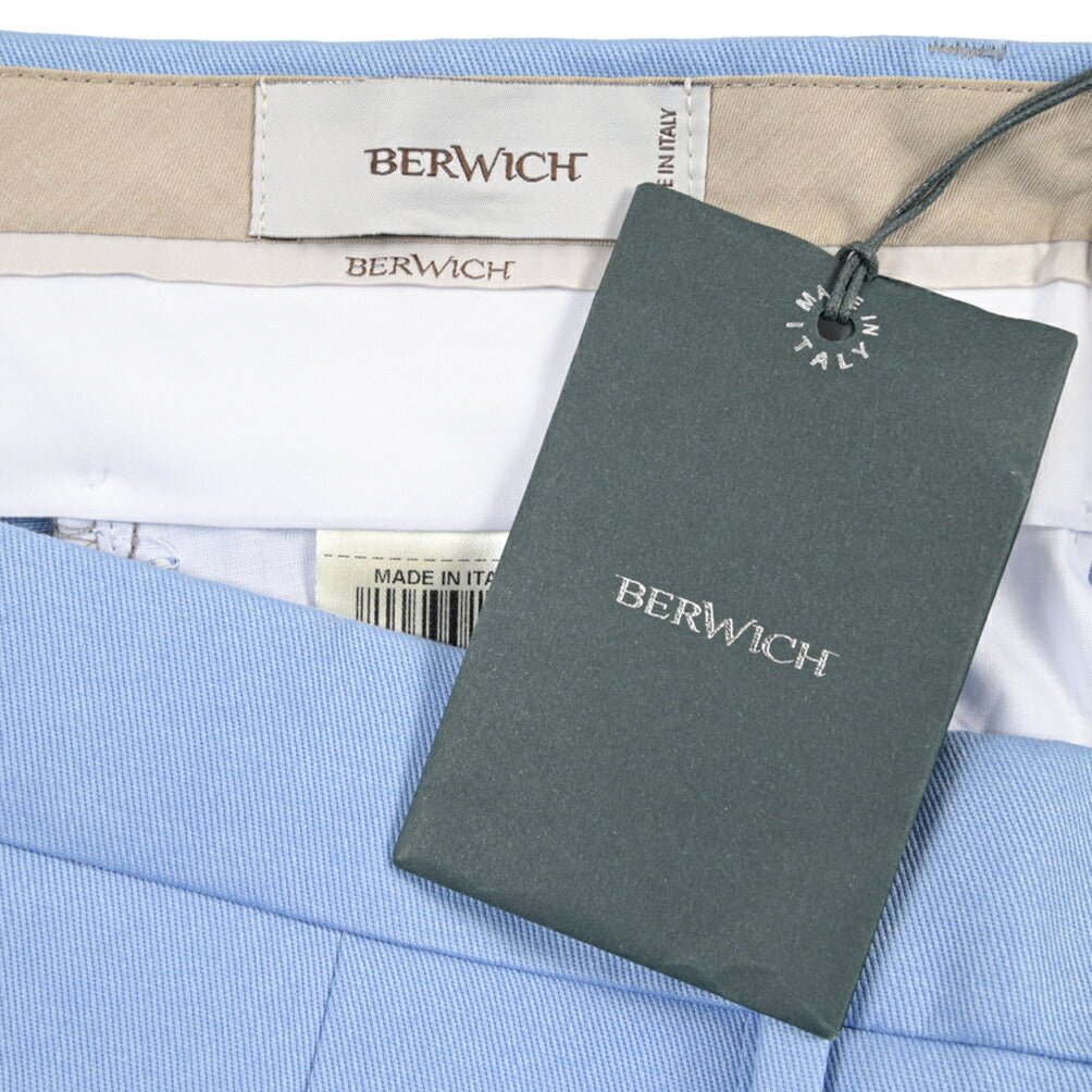 BERWICH “NEGRONI SHORT” コットン100% ツータックショーツ ブルー(sky) 48 | GUARDAROBA MILANO OFFICIAL STORE