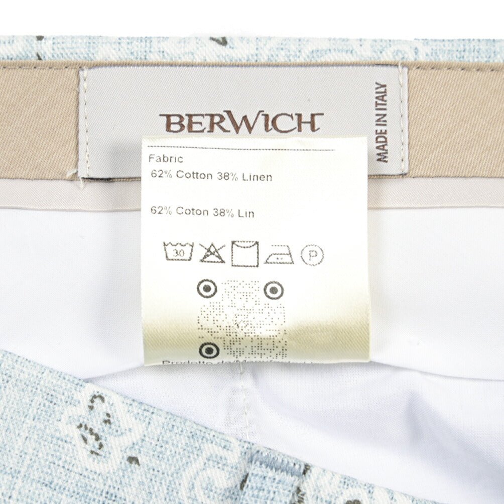 BERWICH “NEGRONI SHORT” リネン混コットン ツータックショーツ ライトブルー(sky) 46 | GUARDAROBA MILANO OFFICIAL STORE