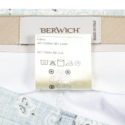 BERWICH “NEGRONI SHORT” リネン混コットン ツータックショーツ ライトブルー(sky) 46 | GUARDAROBA MILANO OFFICIAL STORE