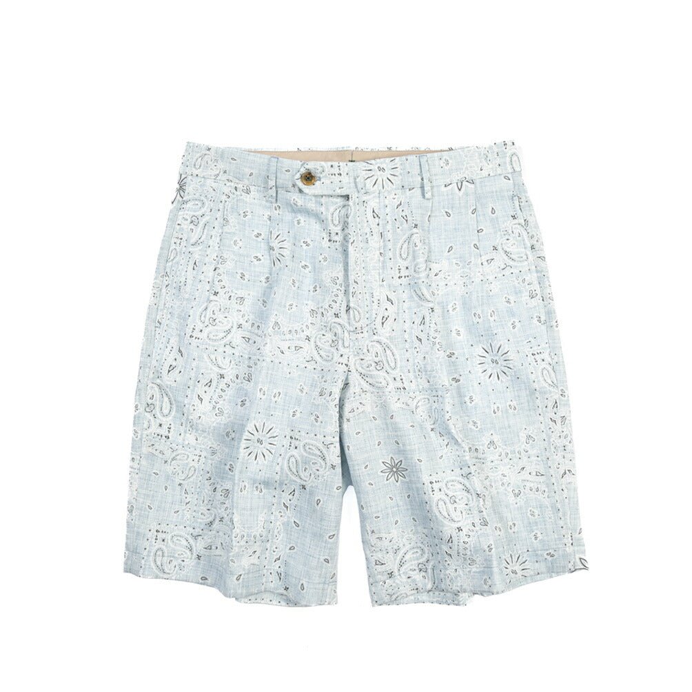 BERWICH “NEGRONI SHORT” リネン混コットン ツータックショーツ ライトブルー(sky) 46 | GUARDAROBA MILANO OFFICIAL STORE