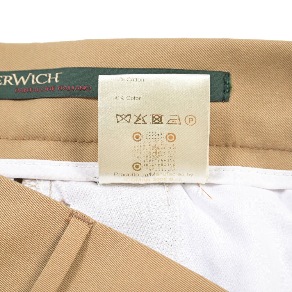 BERWICH “NEW GRAPPA” コットン100% ワンタックチノパンツ (ソラーロ) ベージュ(khaki) 44 | GUARDAROBA MILANO OFFICIAL STORE